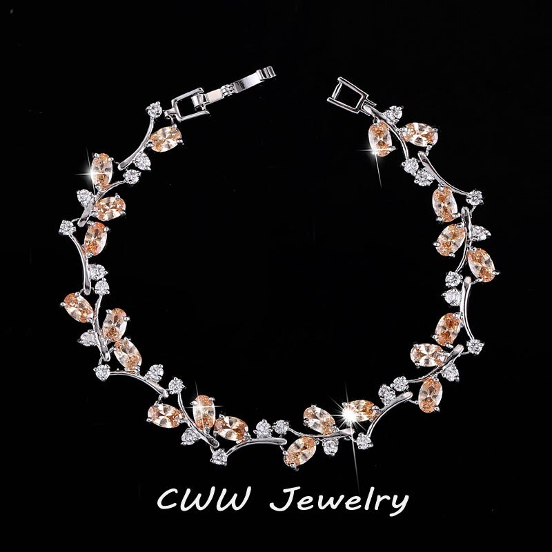 CWWZircons 6 Colors Options White Gold Color Handmade Austrian Crystal Rhinestone Purple Stones Bracelets Bangle for Women CB078