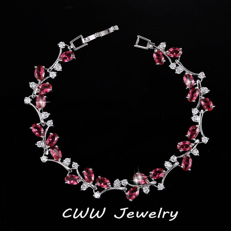 CWWZircons 6 Colors Options White Gold Color Handmade Austrian Crystal Rhinestone Purple Stones Bracelets Bangle for Women CB078