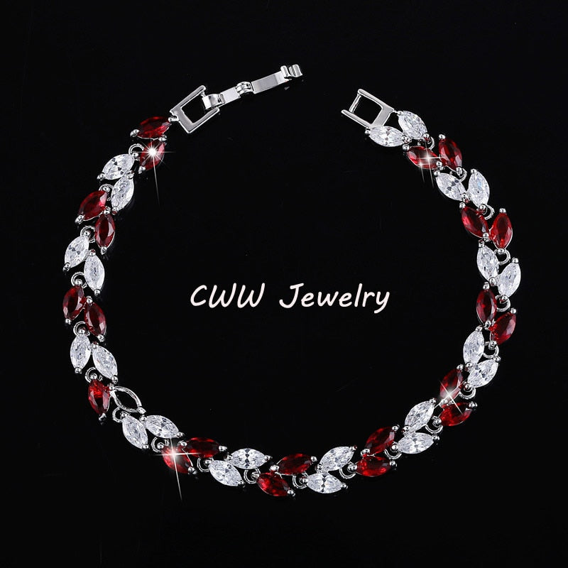 CWWZircons New Trendy 2022 Cubic Zirconia Jewelry Silver Color Leaf Charm CZ Crystal Female Bracelets Bangles for Women CB060