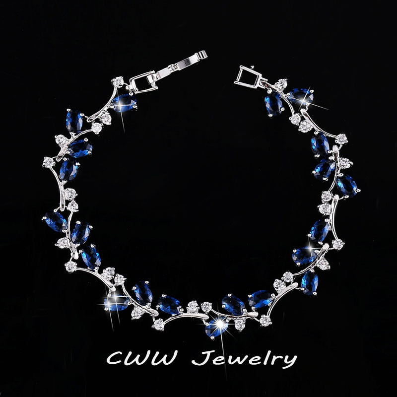 CWWZircons 6 Colors Options White Gold Color Handmade Austrian Crystal Rhinestone Purple Stones Bracelets Bangle for Women CB078