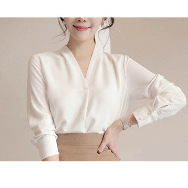 Women Shirts Long Sleeve Solid White Chiffon Office Blouse Women Clothes Womens Tops And Blouses Blusas Mujer De Moda 2021 A403