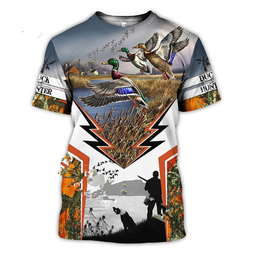 Camouflage duck 3d printing men's t-shirt summer fashion casual Harajuku wear short long sleeve oversized t-shirt XXS-6XL