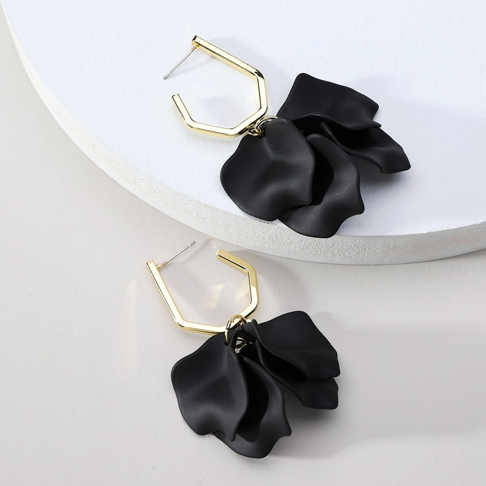 Korean Fashion Acrylic Rose Petals Flower Dangle Earrings For Women 2022 Trend Luxury Design Wedding Party Jewelry Accessories