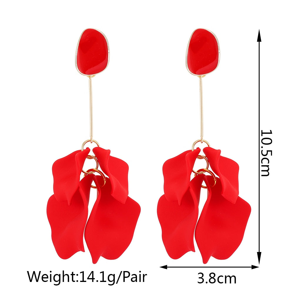 Romantic Sweet Acrylic Petal Long Dangle Drop Earrings For Women Girl 2022 Trend Luxury Fairy Grunge Pendant Jewelry Accessories