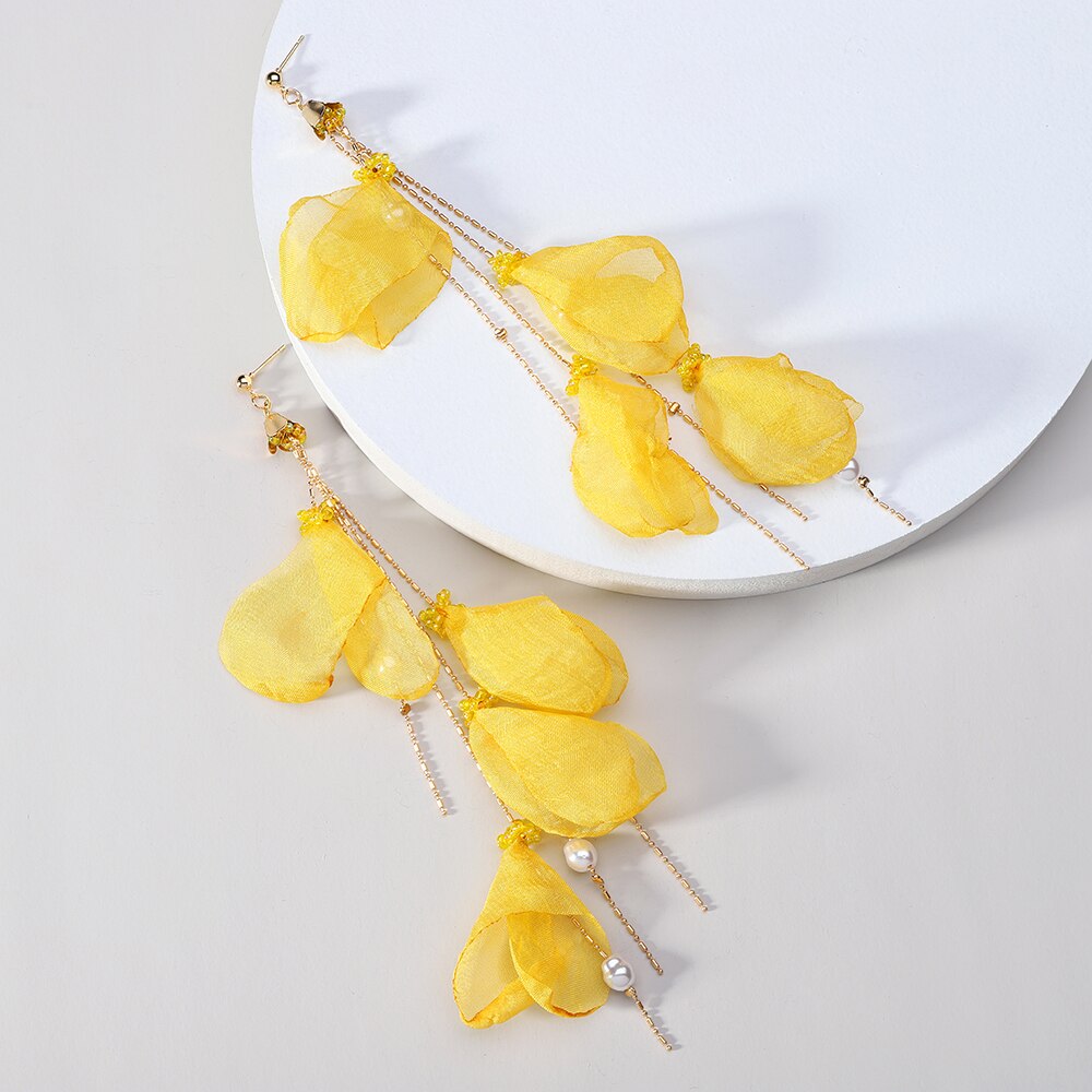 Flower Big Hanging Dangle Earrings For Women Girl 2022 Trend Luxury Design Lace Cotton Petals Fairy Elegant Jewelry Accessories