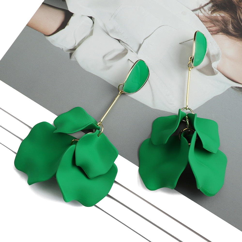 Romantic Sweet Acrylic Petal Long Dangle Drop Earrings For Women Girl 2022 Trend Luxury Fairy Grunge Pendant Jewelry Accessories