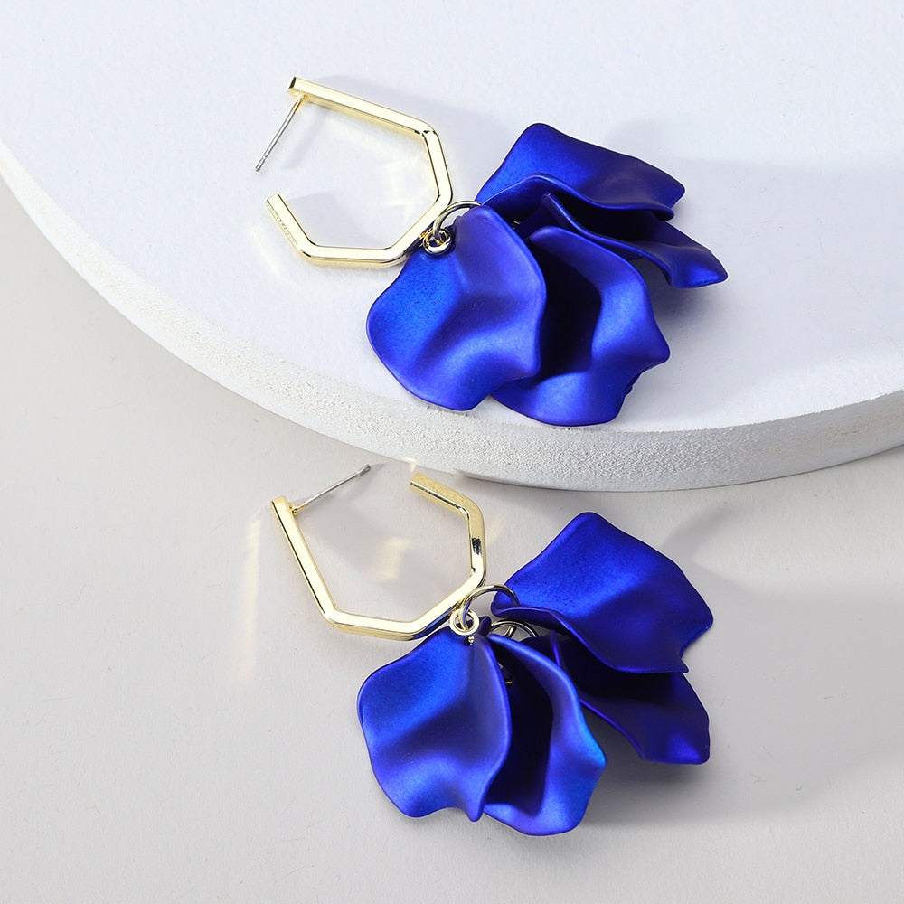 Korean Fashion Acrylic Rose Petals Flower Dangle Earrings For Women 2022 Trend Luxury Design Wedding Party Jewelry Accessories