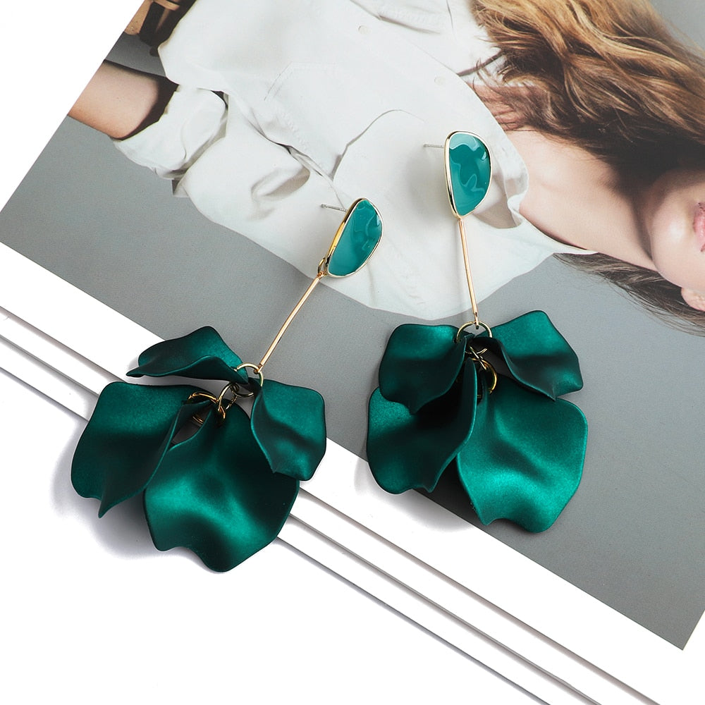 Romantic Sweet Acrylic Petal Long Dangle Drop Earrings For Women Girl 2022 Trend Luxury Fairy Grunge Pendant Jewelry Accessories