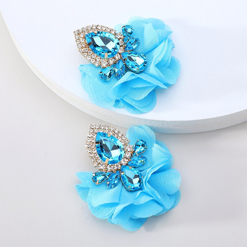 Flower Big Hanging Dangle Earrings For Women Girl 2022 Trend Luxury Design Lace Cotton Petals Fairy Elegant Jewelry Accessories