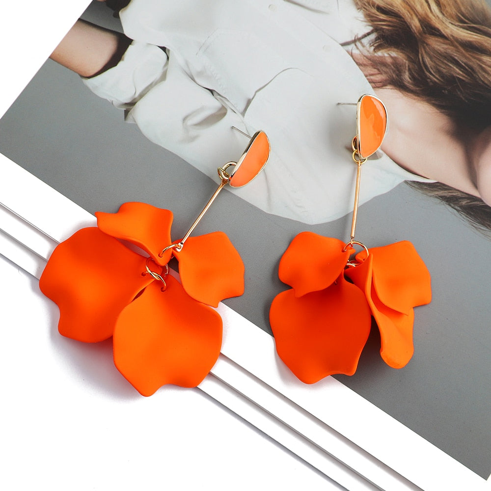 Romantic Sweet Acrylic Petal Long Dangle Drop Earrings For Women Girl 2022 Trend Luxury Fairy Grunge Pendant Jewelry Accessories