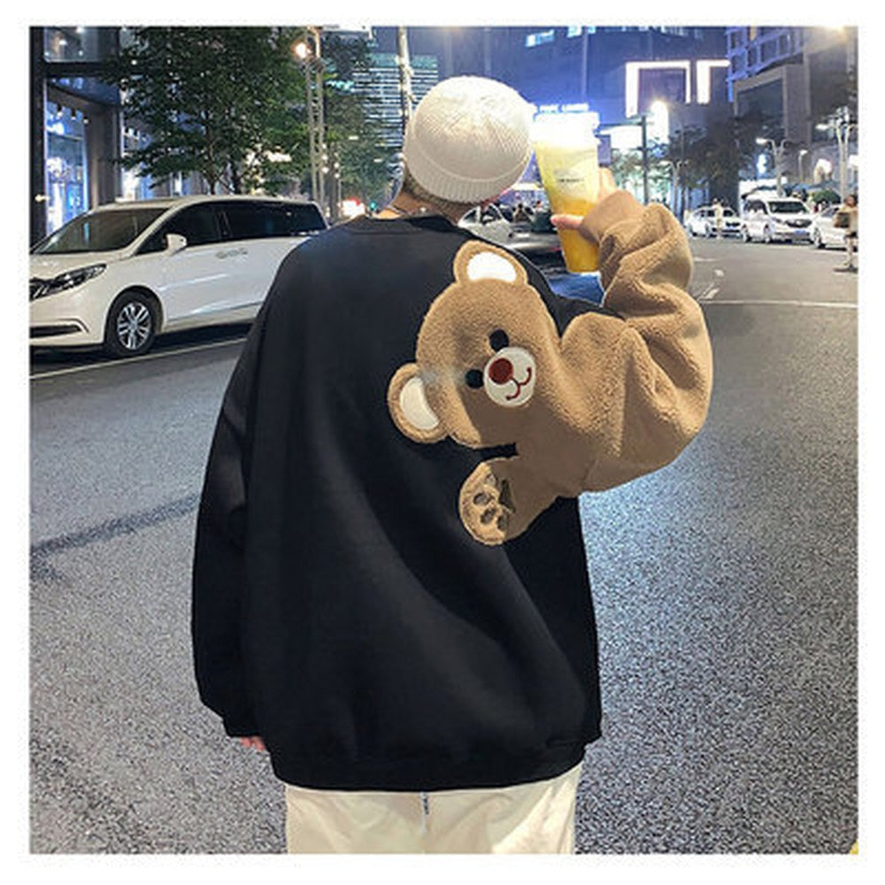 Harajuku Sweatshirts Designed Bear Pattern Streetwear Clothes Men Fashion Clothing Long Sleeve Shirts Casual Sweatshirts Men Top