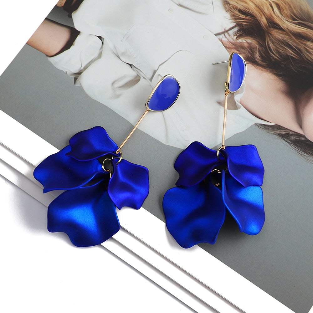 Romantic Sweet Acrylic Petal Long Dangle Drop Earrings For Women Girl 2022 Trend Luxury Fairy Grunge Pendant Jewelry Accessories