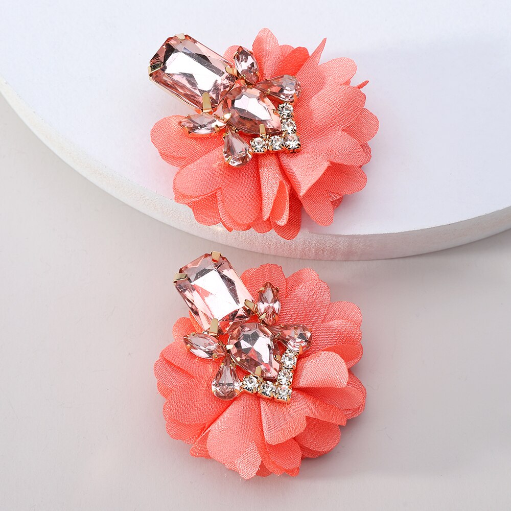 Flower Big Hanging Dangle Earrings For Women Girl 2022 Trend Luxury Design Lace Cotton Petals Fairy Elegant Jewelry Accessories