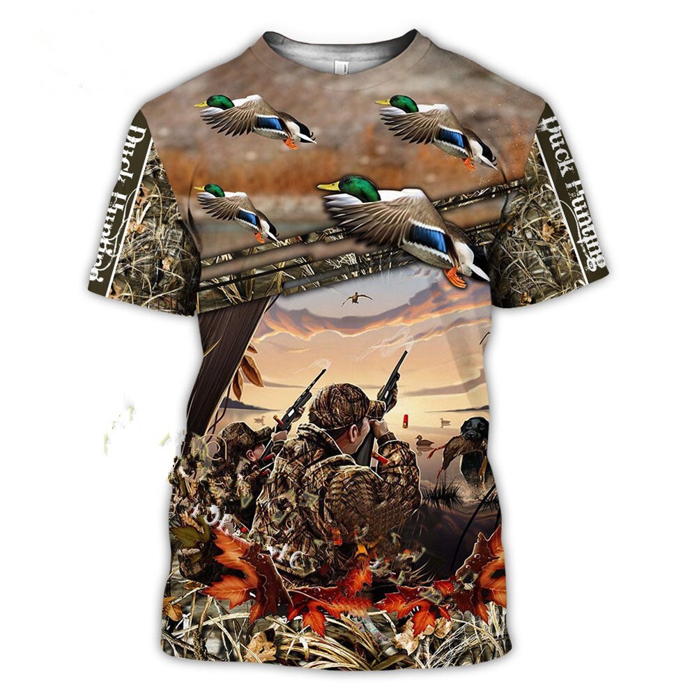 Camouflage duck 3d printing men's t-shirt summer fashion casual Harajuku wear short long sleeve oversized t-shirt XXS-6XL