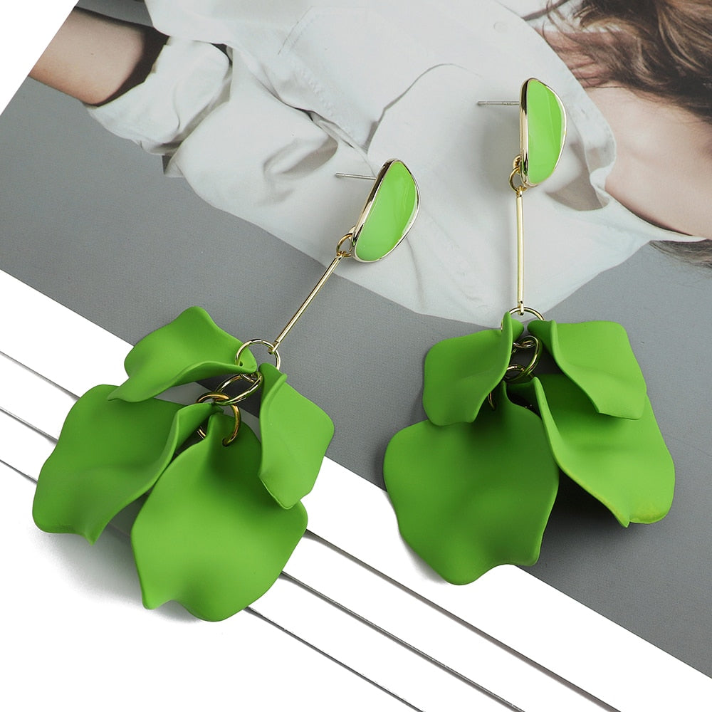 Romantic Sweet Acrylic Petal Long Dangle Drop Earrings For Women Girl 2022 Trend Luxury Fairy Grunge Pendant Jewelry Accessories