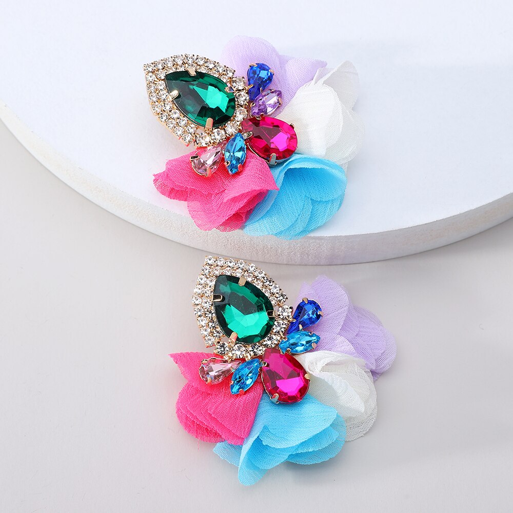 Flower Big Hanging Dangle Earrings For Women Girl 2022 Trend Luxury Design Lace Cotton Petals Fairy Elegant Jewelry Accessories