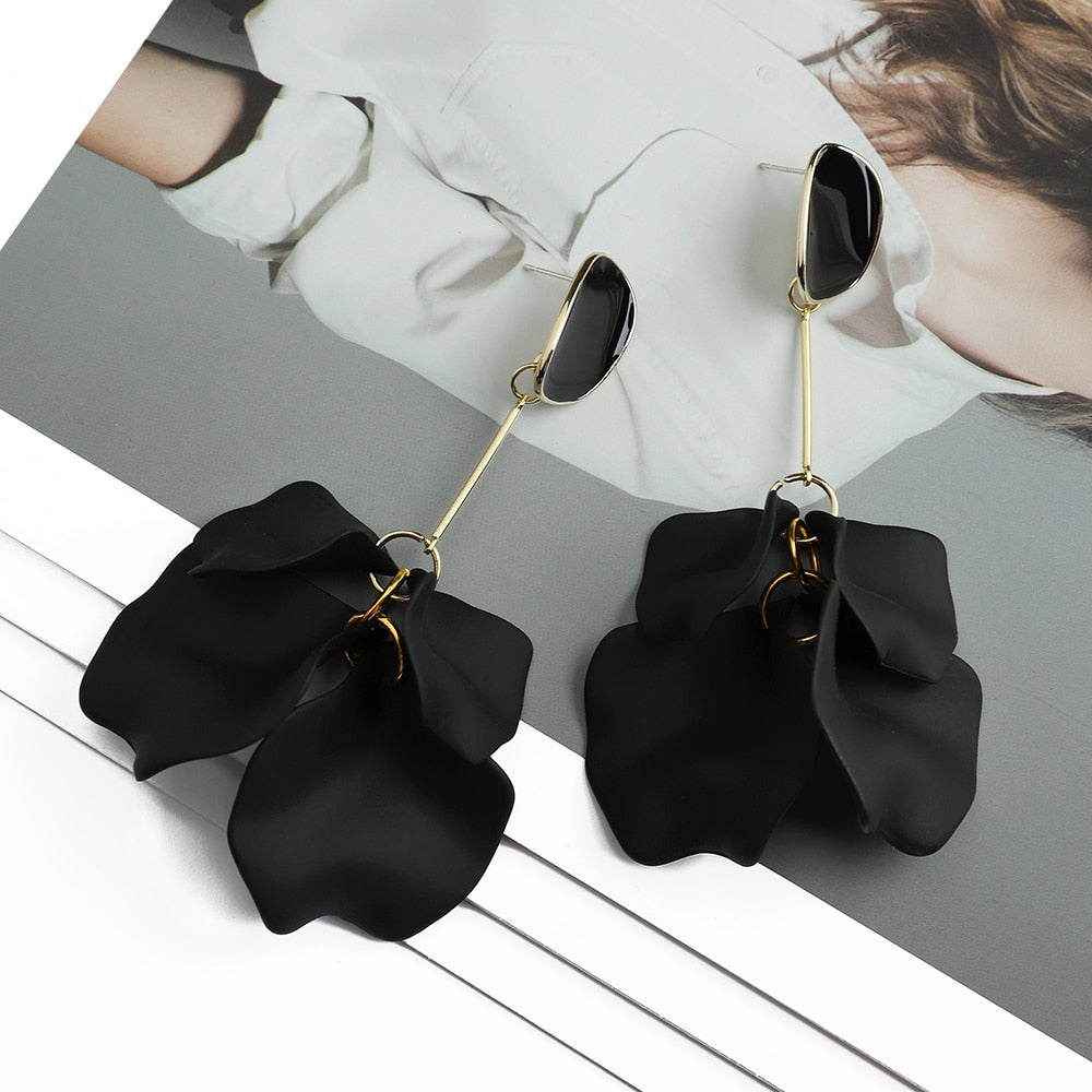 Romantic Sweet Acrylic Petal Long Dangle Drop Earrings For Women Girl 2022 Trend Luxury Fairy Grunge Pendant Jewelry Accessories