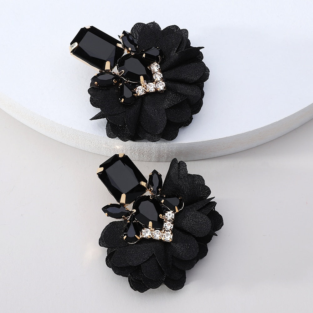 Flower Big Hanging Dangle Earrings For Women Girl 2022 Trend Luxury Design Lace Cotton Petals Fairy Elegant Jewelry Accessories