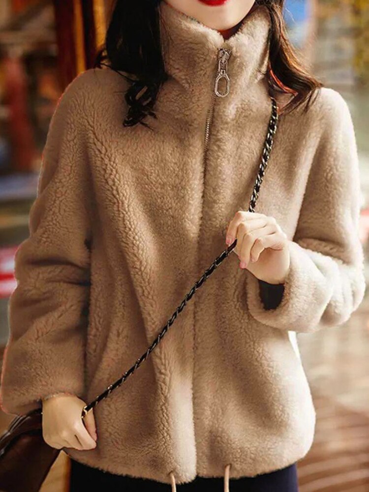 Winter Coat for Women Coral Zipper Jacket Padded Double-sided Fleece Warm Turtleneck Coat Faux Fur Coat Sweatshirt Jacket Women